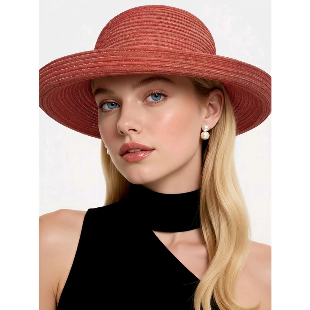 Wallaroo Women’s Wide-Brim Straw Hat in Terracotta-Mauve
